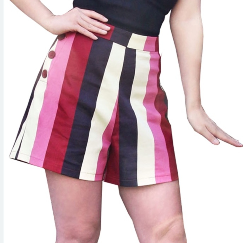 COLLECTIF MAINLINE Adriana Bubble Gum Stripe Shorts